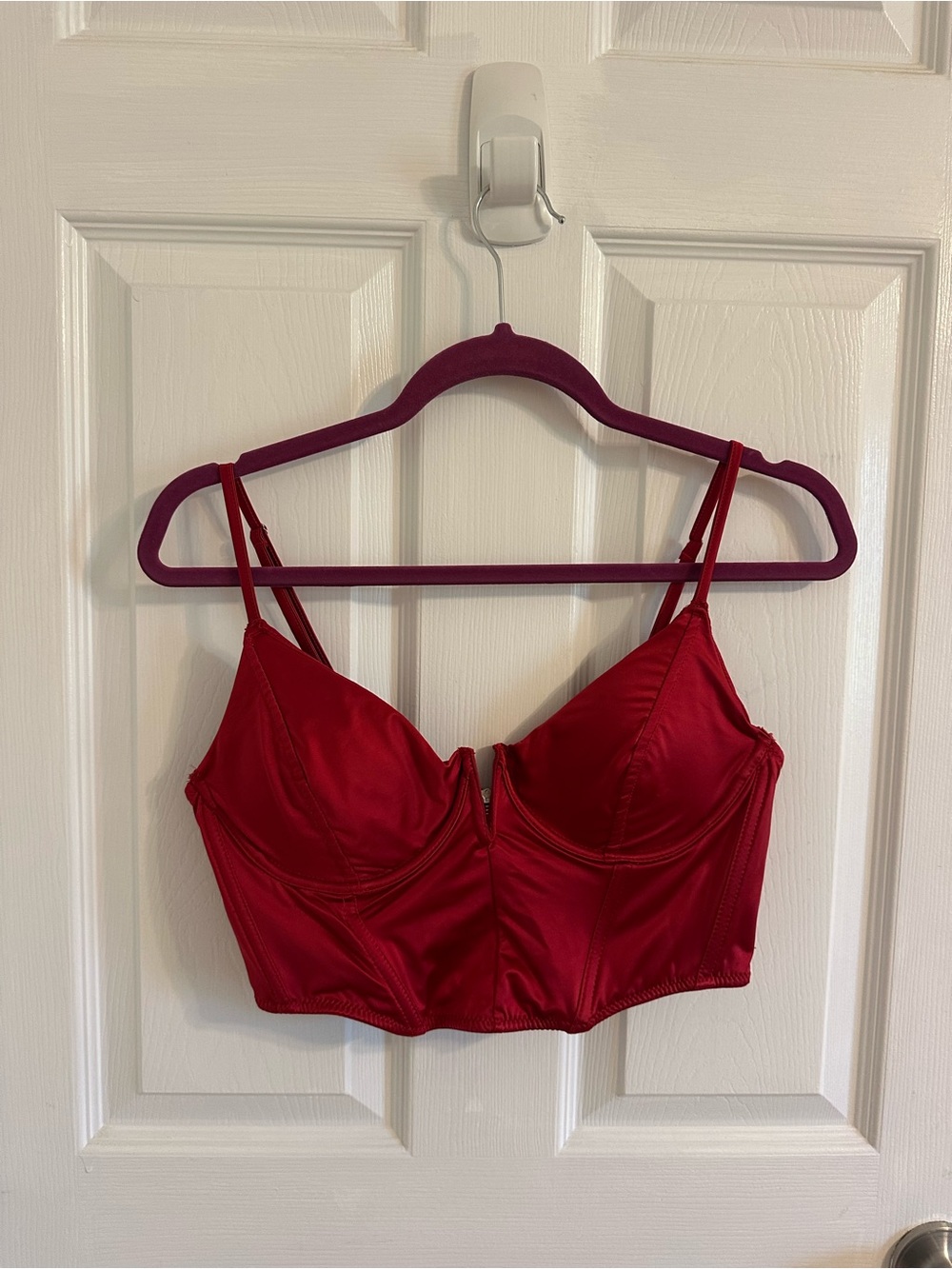 Garage Red Satin Bustier Crop Top